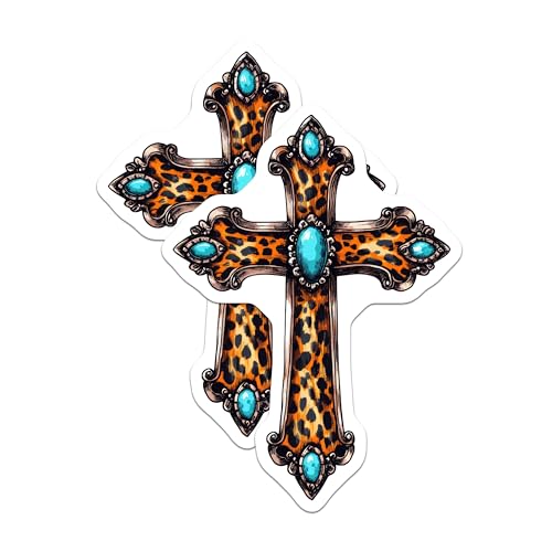 (2 Pack) Leopard Print Cross Magnets Magnets - Animal Print DÃƒÂ©cor - Southwestern Kitchen Decoration - 5" On Longest Side - Made in USA - Sticks to Refrigerators & Metal Surfaces - MAG8731