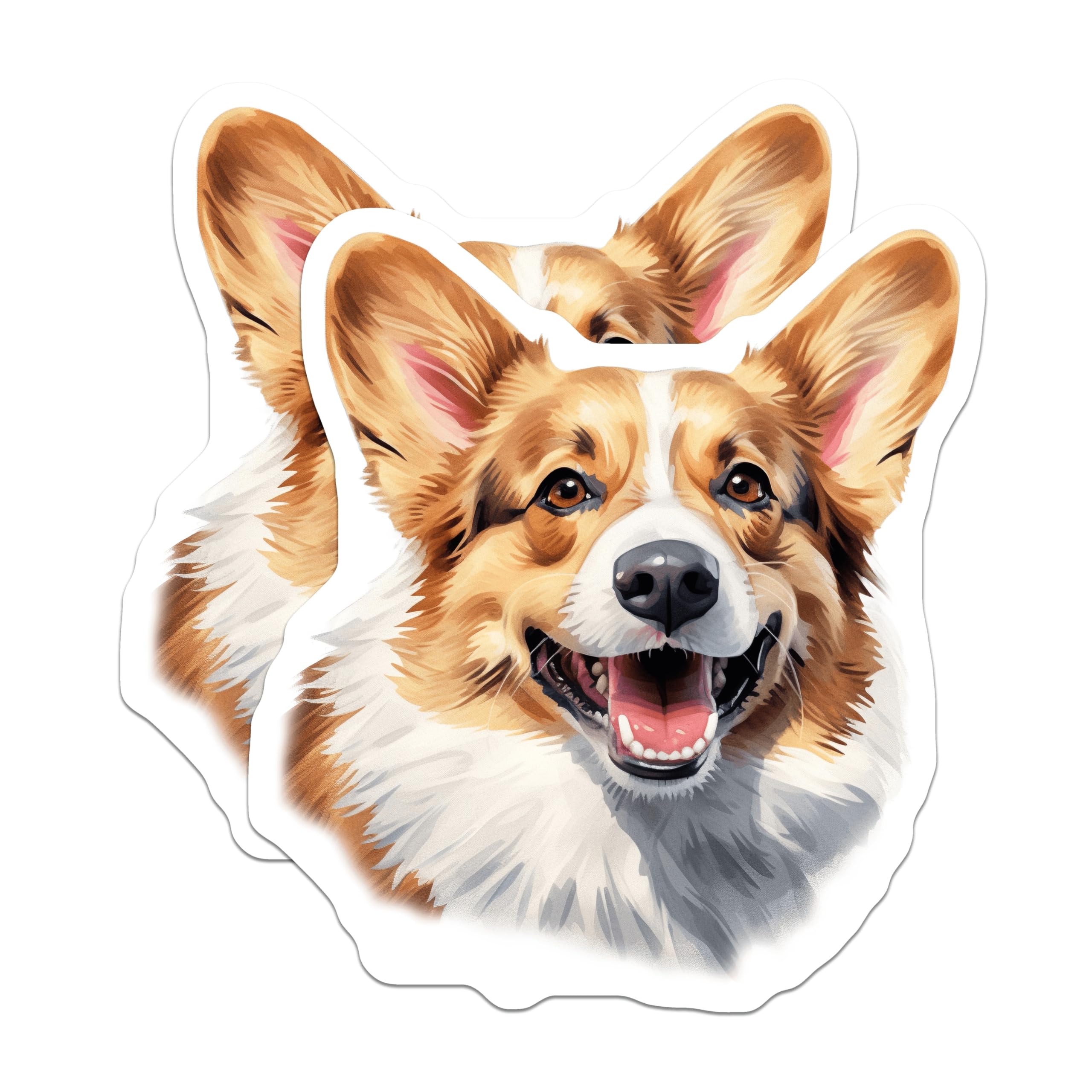 (2 Pack) Happy Corgi Magnets - Cute Dog Refrigerator Decor - Pet Lover Kitchen Item - 5 Inches On Longest Side - Thick Durable Magnet - Made in USA - MAG29100