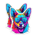 (2 Pack) Vibrant Dog Stickers - Cool Animal Art - Neon Dog Poster Sticker Decals - Pet Lover Stickers - 5" On Longest Side - Sticks to Smooth Flat Surfaces - Made in USA - BMCS7232