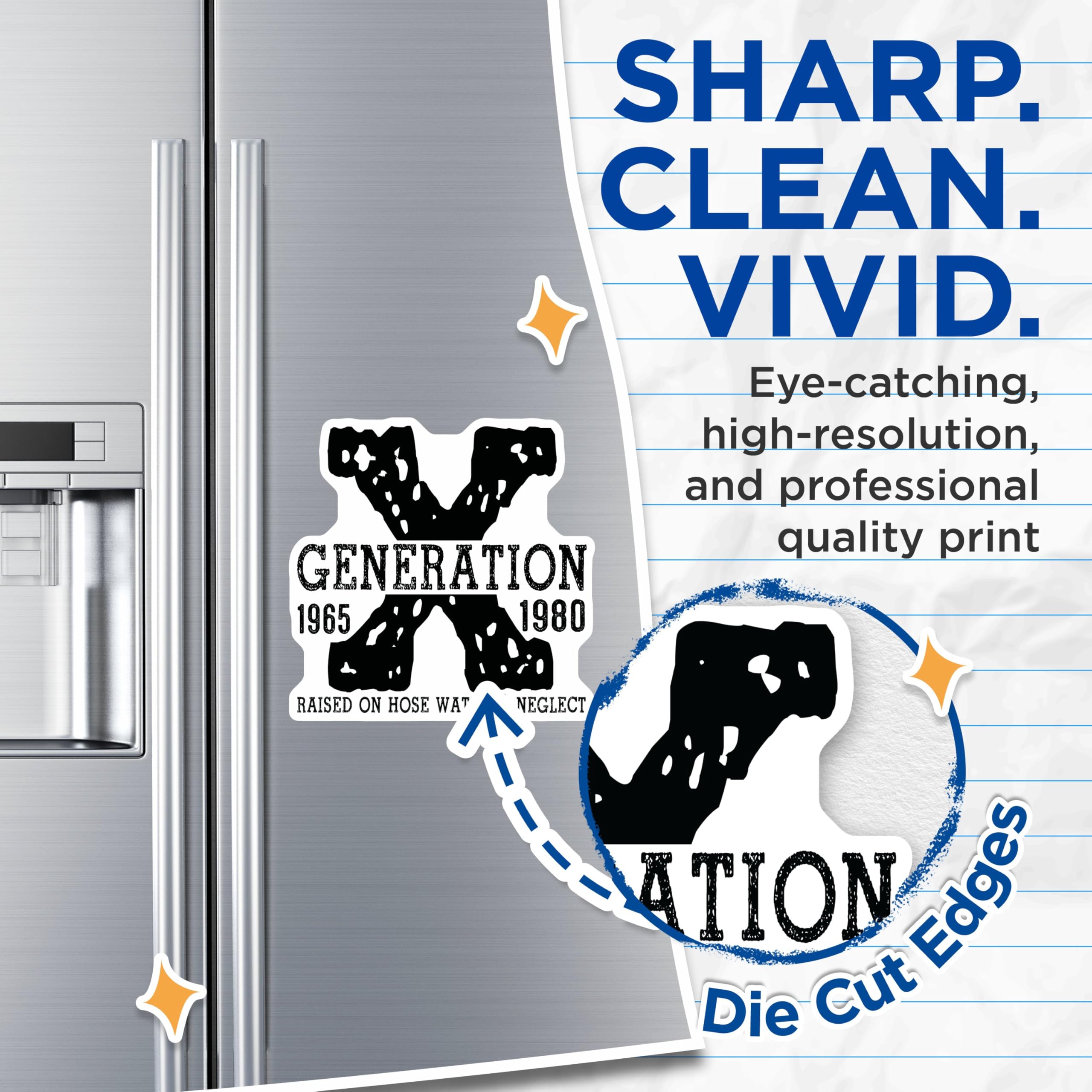 (2 Pack) Generation X Magnets - Vintage Generation X 1965-1980 - Nostalgic Raised on Hose Water - 5" On Longest Side - for Cars, Refrigerators, Toolboxes, Lockers - Made in USA BMCS3105