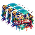 (3 Pack) South Dakota Decals - Mount Rushmore - Laptop Decals- 3 Inches On Longest Side - Easy Peel & Apply - Made in USA - 3MCS5656