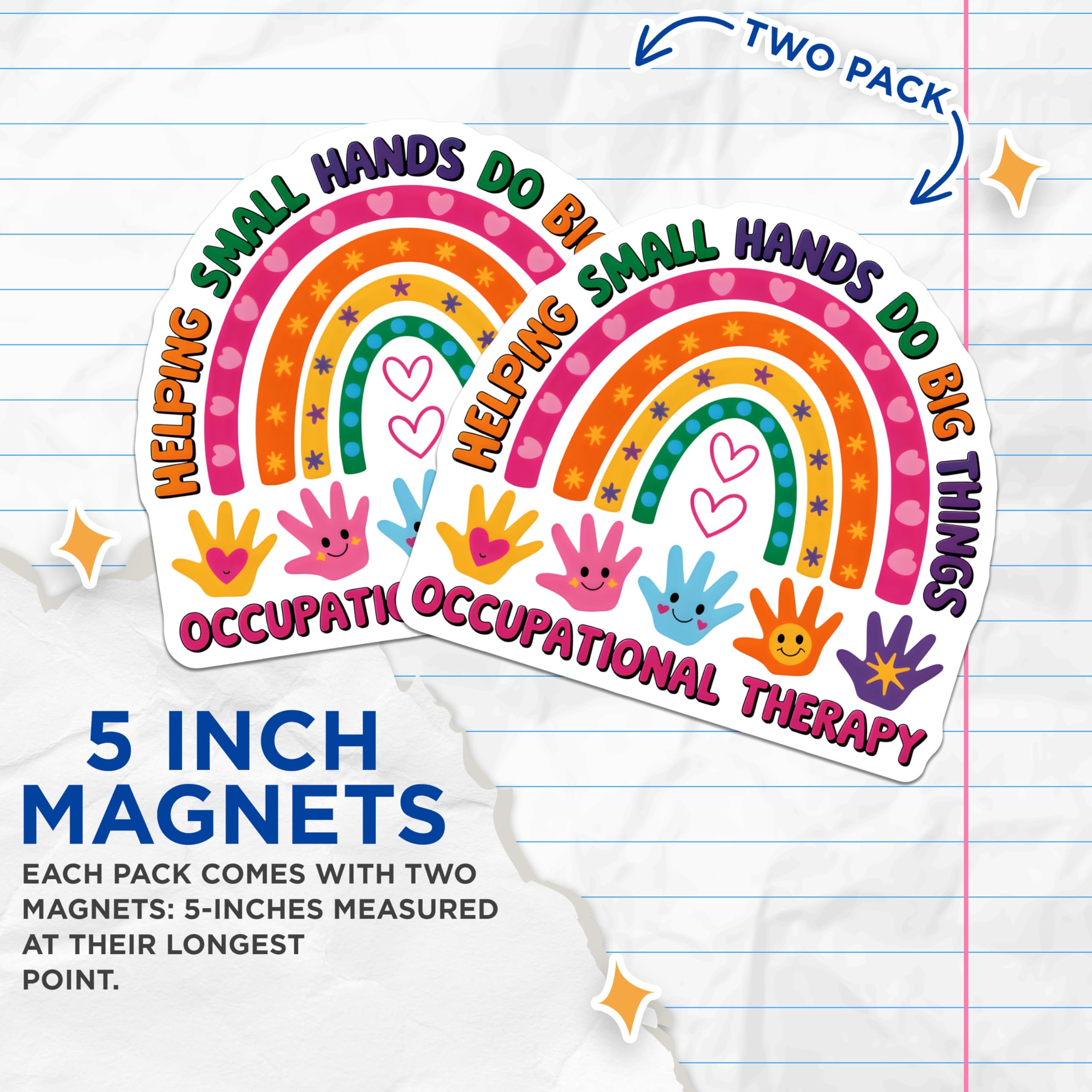 (2 Pack) Occupational Therapy Magnets - Helping Small Hands Big Things - OT Therapist Appreciation - 5 Inches On Longest Side - Thick Durable Magnet - Made in USA - MAG26161