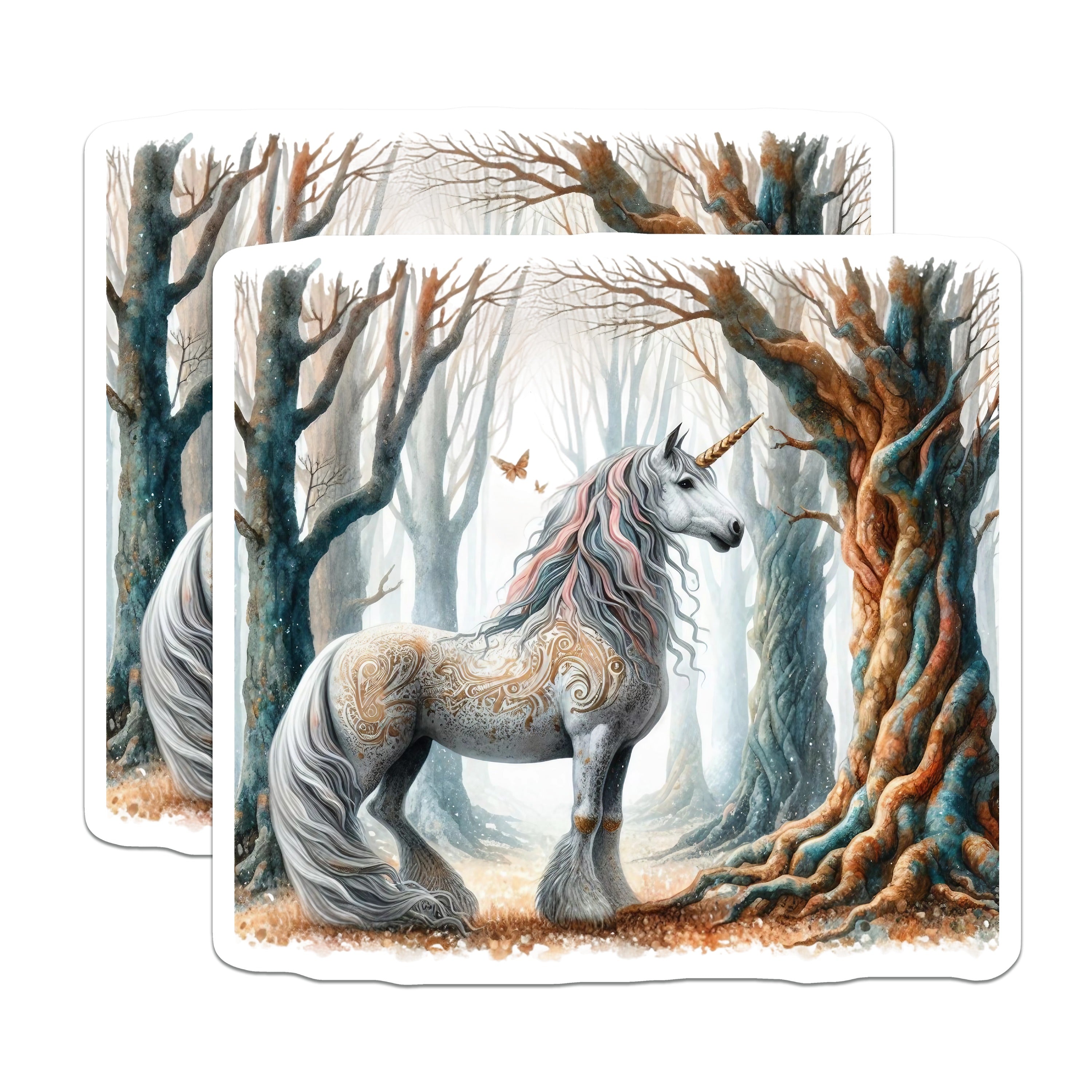 (2 Pack) Unicorn Magnets - Magical Forest Decor - Fantasy Animal Art - Whimsical Mythical Creature Fridge Decor - 5 Inches On Longest Side - Thick Durable Magnet - Made in USA - MAG37080