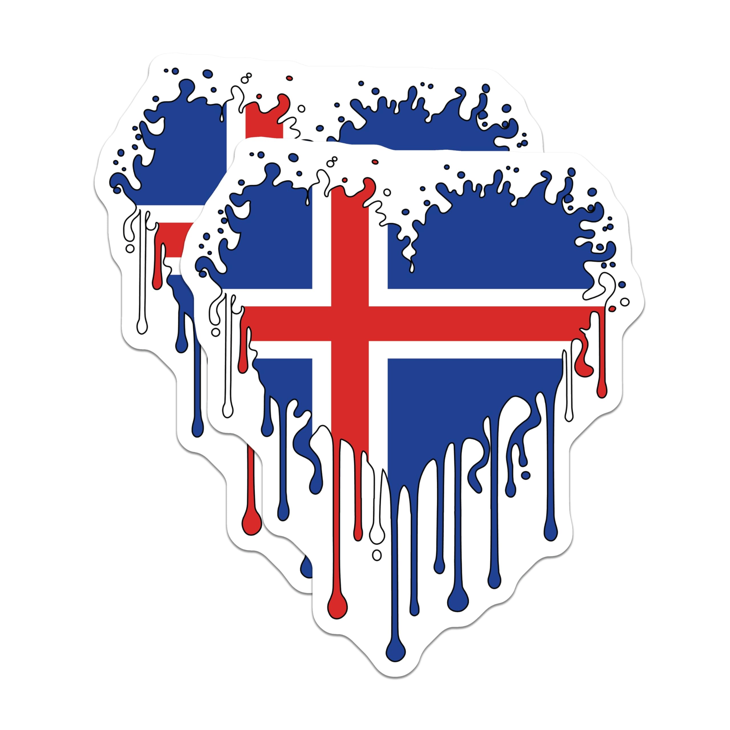 (2 Pack) Iceland Flag Magnets - Dripping Icelandic Souvenir - Country Pride Fridge Decor - 5" On Longest Side - Premium Magnet - for Cars, Refrigerators, Toolboxes, Lockers - Made in USA - MAG18264