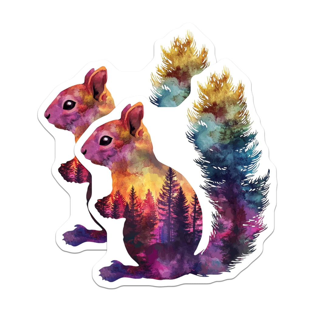 (2 Pack) Squirrel Magnets - Watercolor Forest - Animal Fridge Magnets - 5" On Longest Side - Premium Magnet - for Cars, Refrigerators, Toolboxes, Lockers - Made in USA - MAG15340