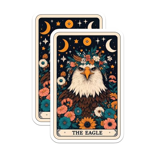 (2 Pack) Eagle Floral Stickers - Nature Eagle with Flowers Decal - Wildlife Decorative Stickers for Laptops Water Bottles - 5" On Longest Side - Sticks to Smooth Flat Surfaces - Made in USA - BMCS5398