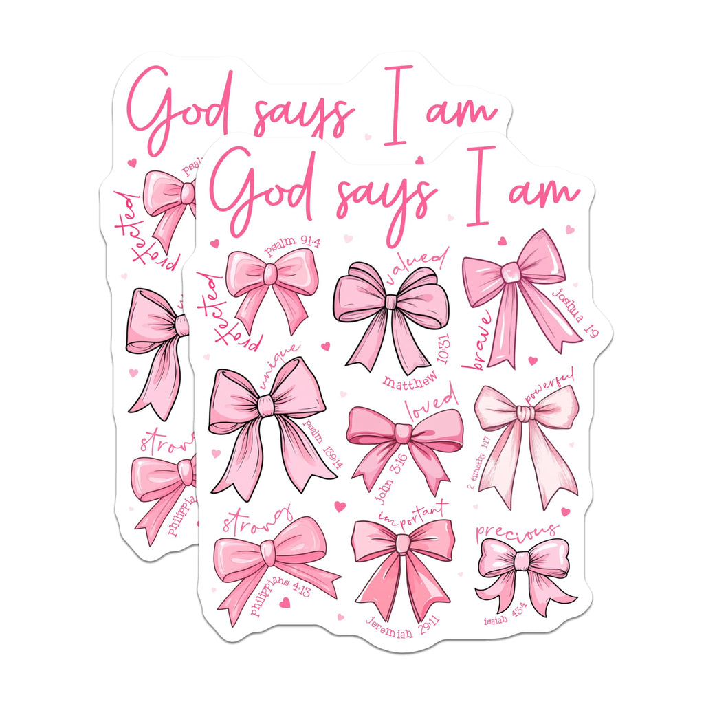 (2 Pack) God Says I Am Magnets - Christian Scripture Affirmations - Inspirational Bible Verse Decor for Girls - 5 Inches On Longest Side - Thick Durable Magnet - Made in USA - MAG30302