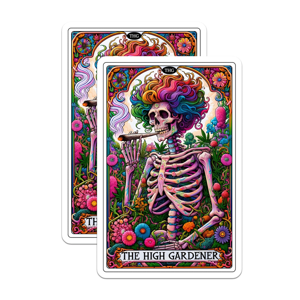 (2 Pack) High Gardener Magnets - Psychedelic Skeleton Art - 420 Stoner Decor - 5 Inches On Longest Side - Thick Durable Magnet - Made in USA - MAG30682