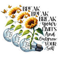 (3 Pack) Sunflower Laptop Decals - Motivational Decals - Break Limits Sticker - 3 Inches On Longest Side - Easy Peel & Apply - Made in USA - 3MCS1037