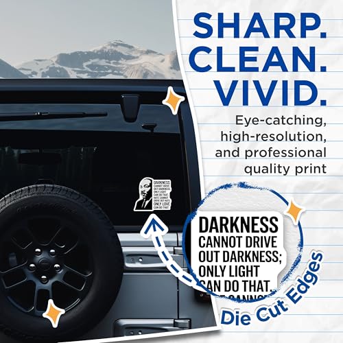 (2 Pack) Light Overcomes Darkness Stickers - Inspirational Message - Motivational Quotes Stickers - 5" On Longest Side - Sticks to Smooth Flat Surfaces - Made in USA - BMCS3758