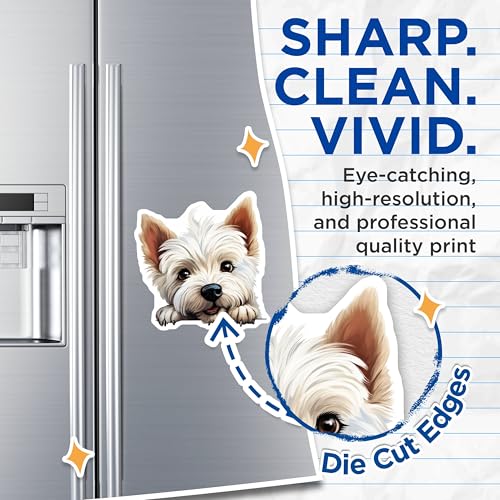 (2 Pack) White Terrier Dog Magnet - 5" On Longest Side - Sticks to Smooth Flat Surfaces - Made in USA - MAG10334