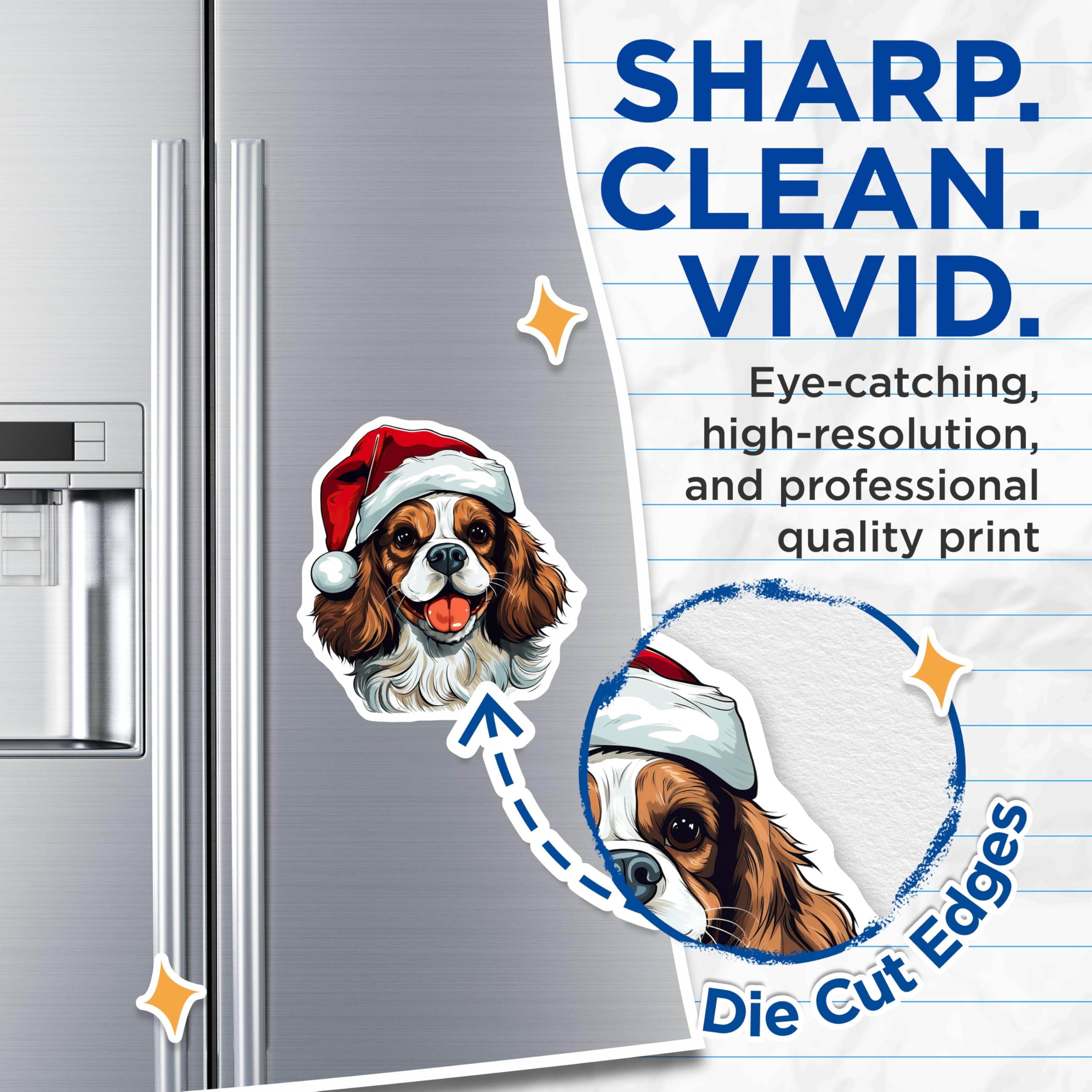 (2 Pack) Cavalier King Charles Magnets - Christmas Dog Decor - Santa Hat Pet Owner Offering - 5 Inches On Longest Side - Thick Durable Magnet - Made in USA - MAG28659