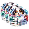 (3 Pack) Puppy in Laundry Decals - Cute Dog Sticker - Kawaii Animal Laptop Decal - 3 Inches On Longest Side - Easy Peel & Apply - Made in USA - 3MCS8177
