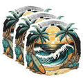 (3 Pack) Surfboard Beach Decals - Palm Tree Sunset - Tropical Surf Art - 3 Inches On Longest Side - Easy Peel & Apply - Made in USA - 3MCS8017
