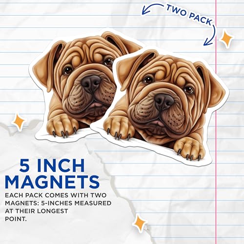 (2 Pack) Dog Lover Magnet - Bulldog Art - Animal Decor - Cute Home Decoration - 5" On Longest Side - Sticks to Smooth Flat Surfaces - Made in USA - MAG10274