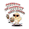 (2 Pack) Cutest Chick Around Stickers - Cute Chick Stickers - Fun Bird Stickers for Kids and Animal Lovers - 5" On Longest Side - Sticks to Smooth Flat Surfaces - Made in USA - BMCS3882