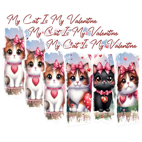(3 Pack) Cat Valentine Decals - Cute Kitten - Laptop Decals - 3 Inches On Longest Side - Easy Peel & Apply - Made in USA - 3MCS1442