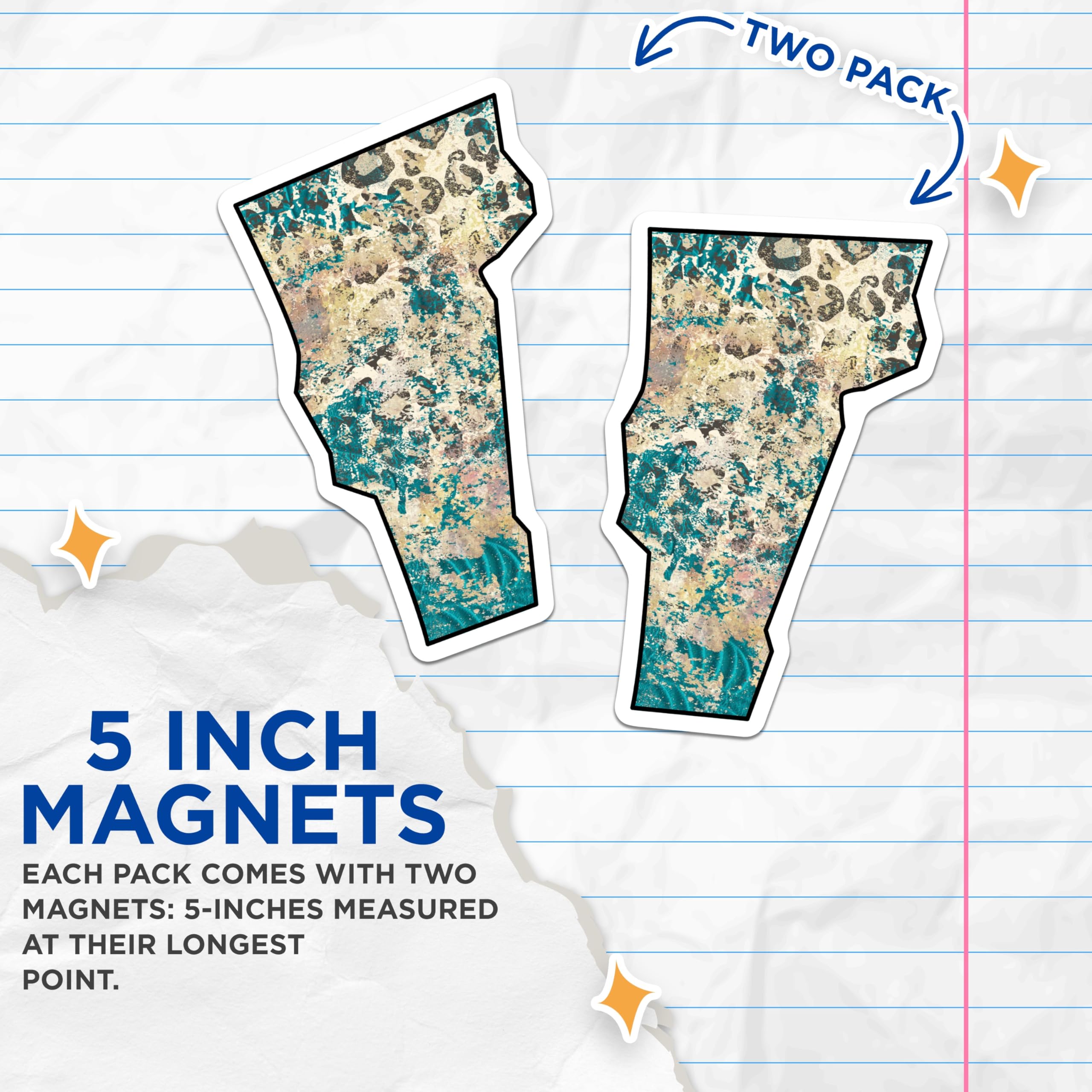 (2 Pack) Teal Leopard Magnets - Animal Print Decor - Abstract Pattern Refrigerator Magnets - 5" On Longest Side - Premium Magnet - for Cars, Refrigerators, Toolboxes, Lockers - Made in USA - MAG18274