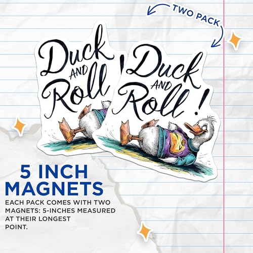 (2 Pack) Duck and Roll Magnets Magnets - Quirky Fridge Decor - 5" On Longest Side - Made in USA - Sticks to Refrigerators & Metal Surfaces - MAG8521