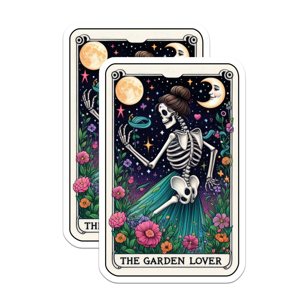 (2 Pack) Garden Lover Skeleton Magnets - Botanical Witchy Art - Celestial Skull Decor - 5 Inches On Longest Side - Thick Durable Magnet - Made in USA - MAG21562