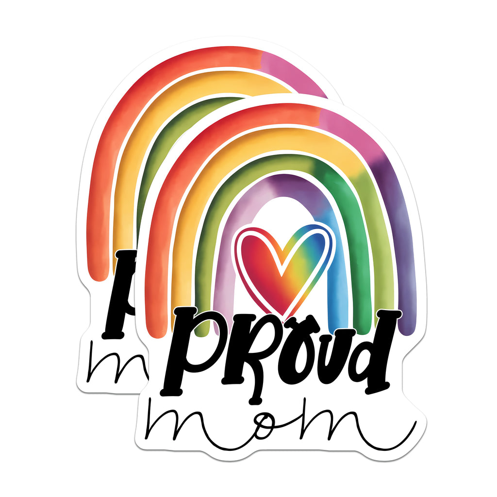 (2 Pack) Proud Mom Rainbow Magnets - LGBTQ Ally Mom Decor - Mother's Day Home Accent - 5 Inches On Longest Side - Thick Durable Magnet - Made in USA - MAG39503