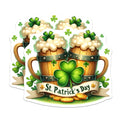 (2 Pack) St Patricks Day Magnets - Festive Irish Decor - Lucky Shamrock Beer Steins - 5 Inches On Longest Side - Thick Durable Magnet - Made in USA - MAG37838