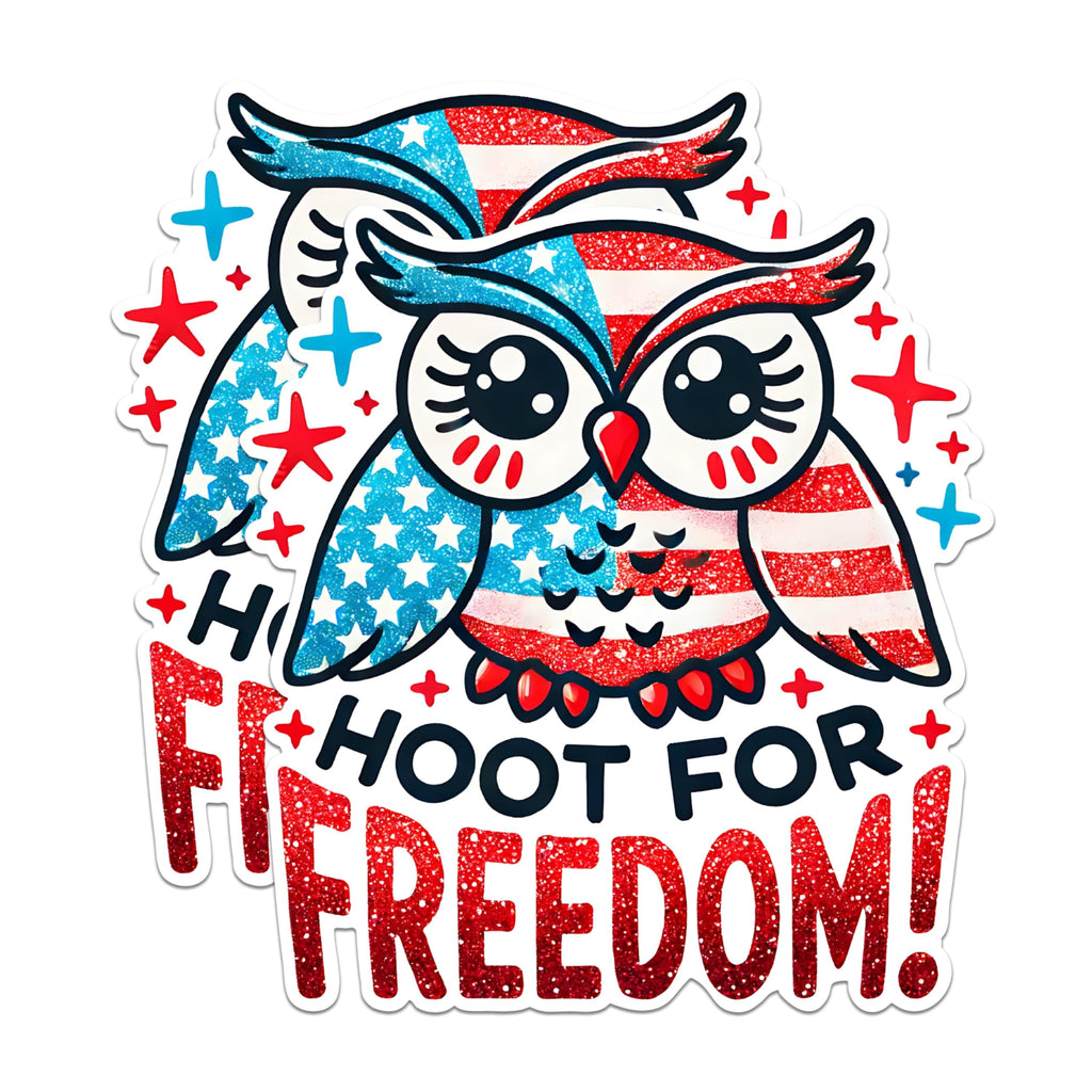 (2 Pack) Hoot for Freedom Magnets - Patriotic Owl Magnets - Red White Blue Magnets - Independence Day Owl Decorative Magnets- 5" On Longest Side - for Fridges, Toolboxes, Cars - Made in USA - MAG2712