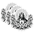 (3 Pack) Jesus Christ Decals - Floral Religious Stickers - Laptop Decal - 3 Inches On Longest Side - Easy Peel & Apply - Made in USA - 3MCS6084