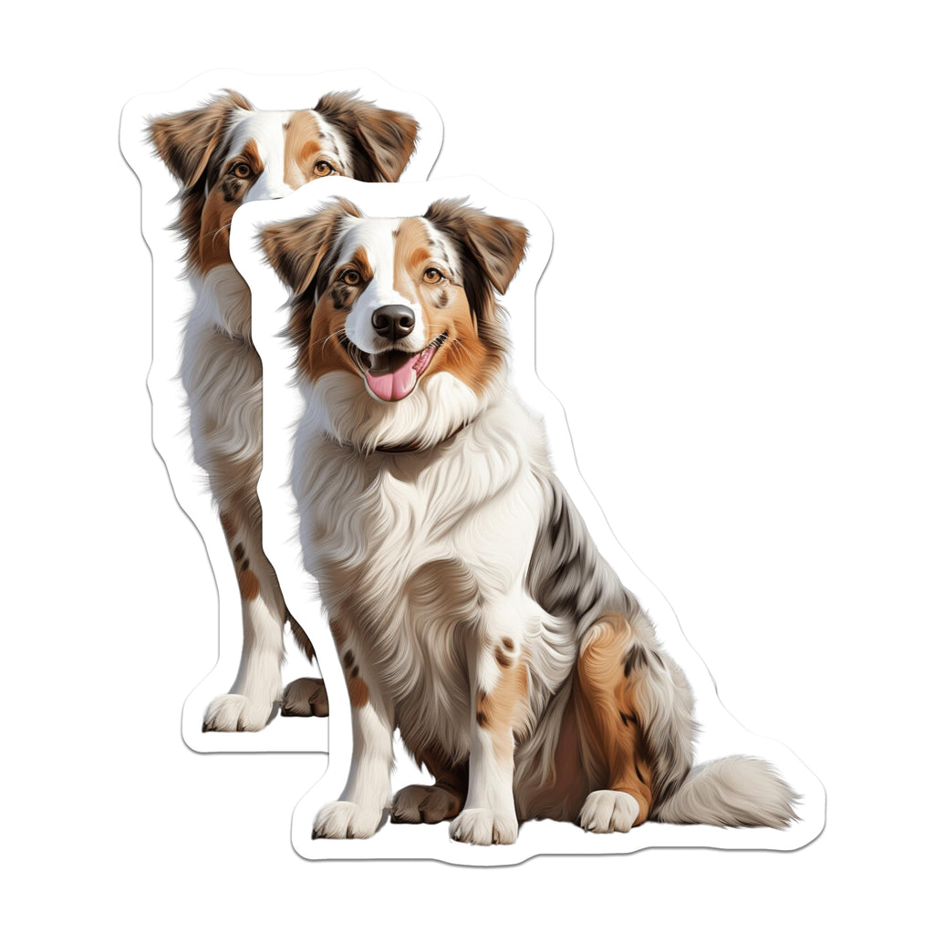 (2 Pack) Australian Shepherd Magnets - Aussie Dog Art - Pet Lover Decor - 5 Inches On Longest Side - Thick Durable Magnet - Made in USA - MAG24697