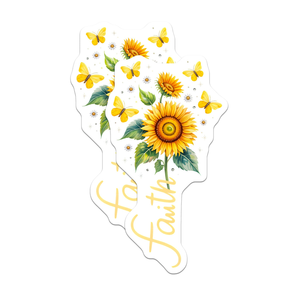 (2 Pack) Sunflower Faith Magnets - Christian Fridge Decor - Inspirational Kitchen Magnet - Spiritual Affirmation Decor - 5 Inches On Longest Side - Thick Durable Magnet - Made in USA - MAG29761