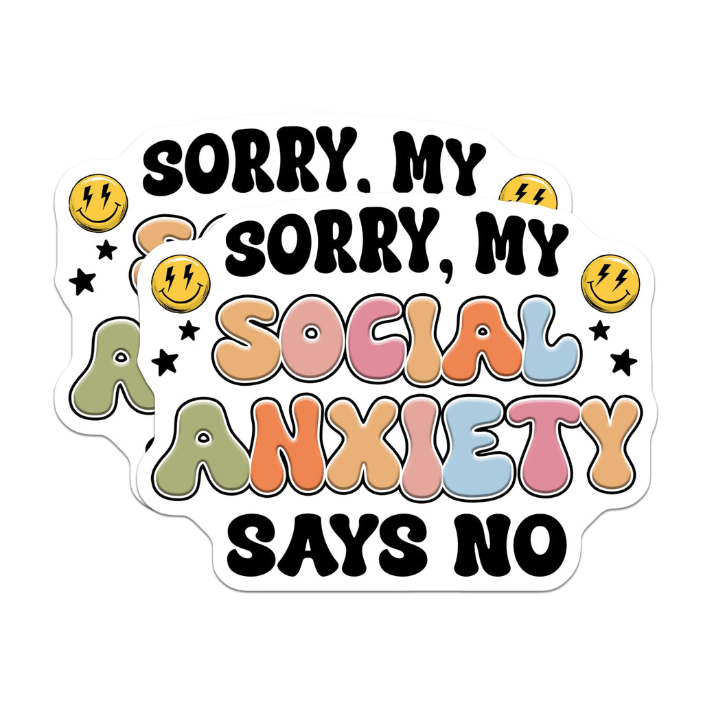 (2 Pack) Social Anxiety Says No Magnets - Fun and Quirky Decor - Positive Mental Health Awareness - 5" On Longest Side - for Cars, Fridges, Toolboxes - Made in USA - MAG7669