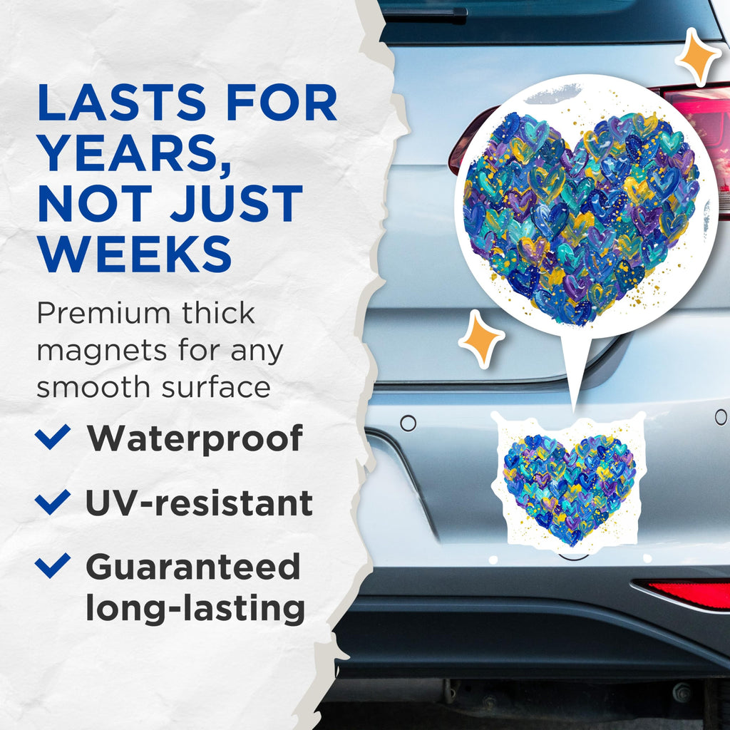 (2 Pack) Abstract Heart Magnets - Colorful Artistic Fridge Decor - Vibrant Mothers Day Idea - 5 Inches On Longest Side - Thick Durable Magnet - Made in USA - MAG30742