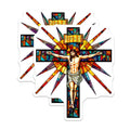 (2 Pack) Stained Glass Jesus Magnets - Christian Religious Decor - Sacred Art Faith Symbol - Home Chapel Devotion - 5 Inches On Longest Side - Thick Durable Magnet - Made in USA - MAG37466