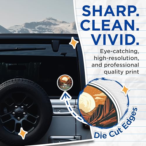 (2 Packs) Zion National Park Stickers - Zion National Park Decals - 5 Inches On Longest Side - Premium Vinyl Decal - Sticks to Any Smooth Flat Surface - Made in USA - BMCS2548