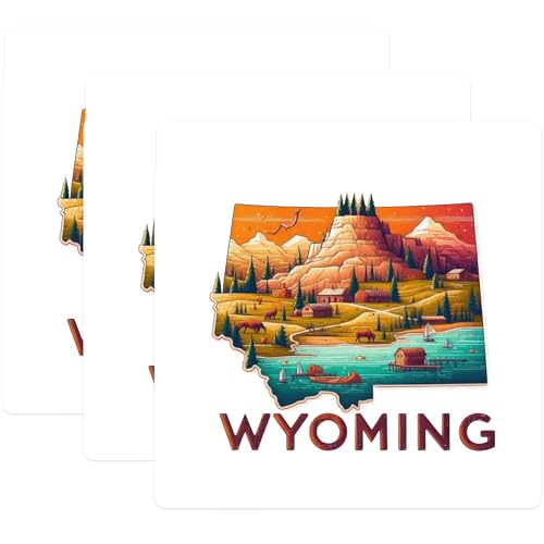 (3 Pack) Wyoming Decals - State Outline Art - Travel Souvenir Stickers - 3 Inches On Longest Side - Easy Peel & Apply - Made in USA - 3MCS4335