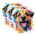 (3 Pack) Border Terrier Decals - Dog Breed Art - Colorful Dog Laptop Decal - 3 Inches On Longest Side - Easy Peel & Apply - Made in USA - 3MCS0662