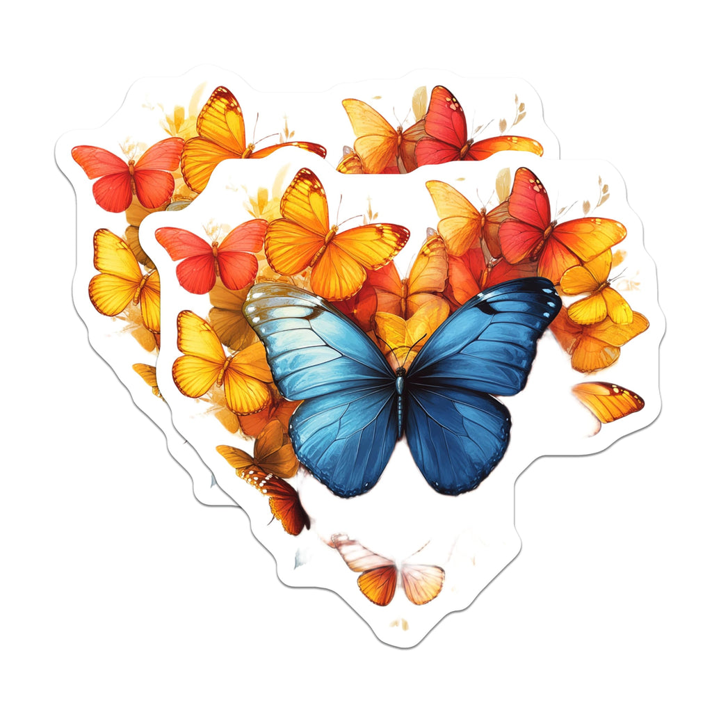 (2 Pack) Vibrant Butterfly Magnets - Blue Morpho Accents - Colorful Nature Inspired Art - 5 Inches On Longest Side - Thick Durable Magnet - Made in USA - MAG24672