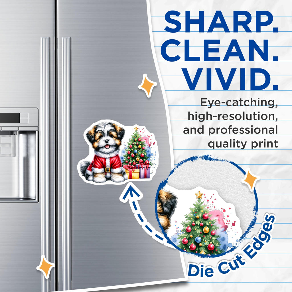 (2 Pack) Shih Tzu Puppy Magnets - Santa Dog Christmas Decor - Festive Holiday Fridge Accessories - Cute Puppy Art - 5 Inches On Longest Side - Thick Durable Magnet - Made in USA - MAG24439