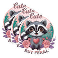 (3 Pack) Raccoon Decals - Cute But Feral - Laptop Decal - 3 Inches On Longest Side - Easy Peel & Apply - Made in USA - 3MCS1700