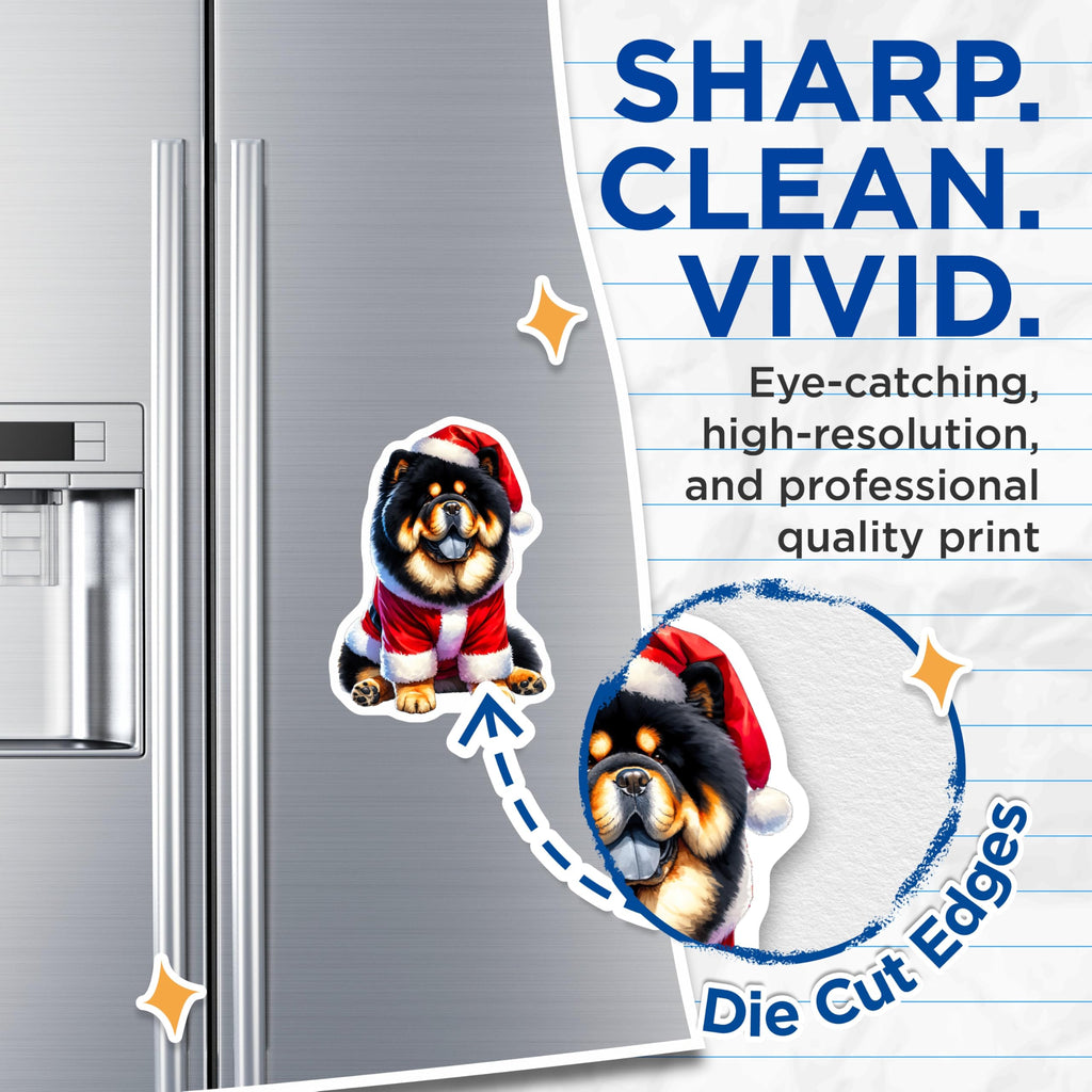 (2 Pack) Chow Chow Magnets - Santa Dog Christmas Decor - Festive Pet Holiday Art - Winter Animal Refrigerator Adornment - 5 Inches On Longest Side - Thick Durable Magnet - Made in USA - MAG23362