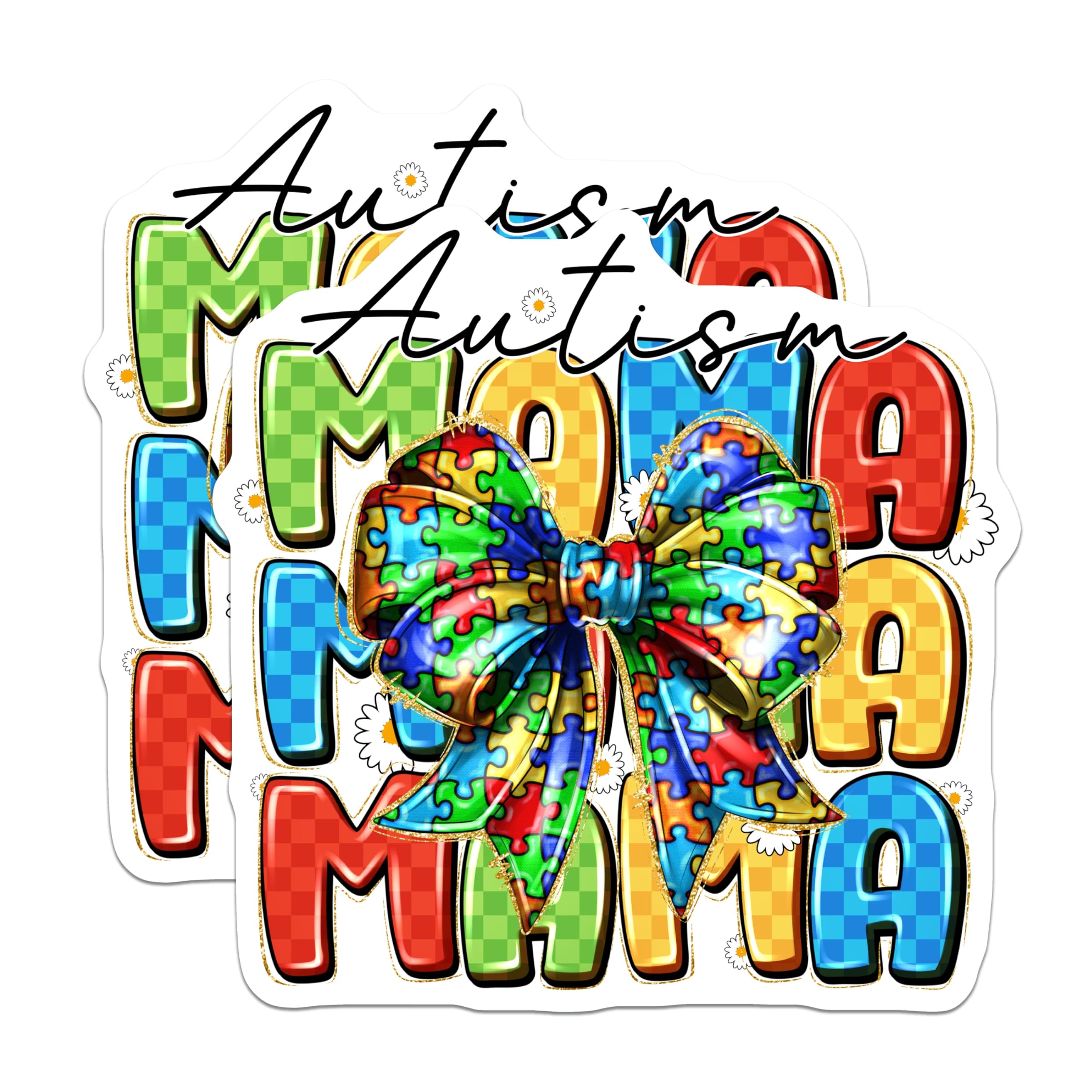 (2 Pack) Autism Mama Magnets - Puzzle Piece Awareness - Special Needs Mom Love - 5 Inches On Longest Side - Thick Durable Magnet - Made in USA - MAG28501