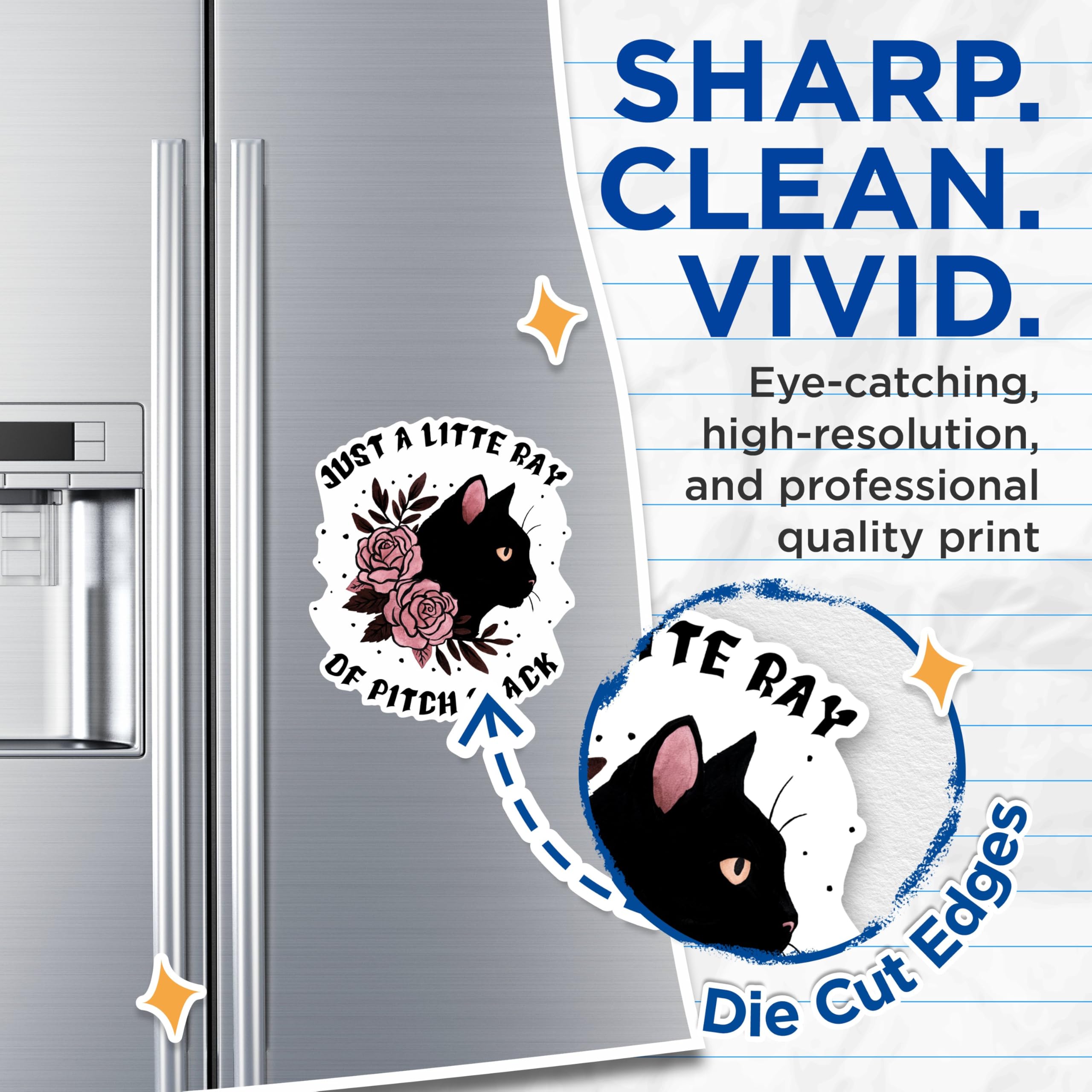 (2 Packs) Just A Little Ray of Pitch Black Magnets - Funny Superstitious Black Cat Magnets - 5 Inches On Longest Side - Premium Magnet - for Fridges, Toolboxes, Cars - Made in USA - MAG2490