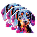 (3 Pack) Dachshund Dog Decals - Wiener Dog Lover - Colorful Pet Art - 3 Inches On Longest Side - Easy Peel & Apply - Made in USA - 3MCS0716