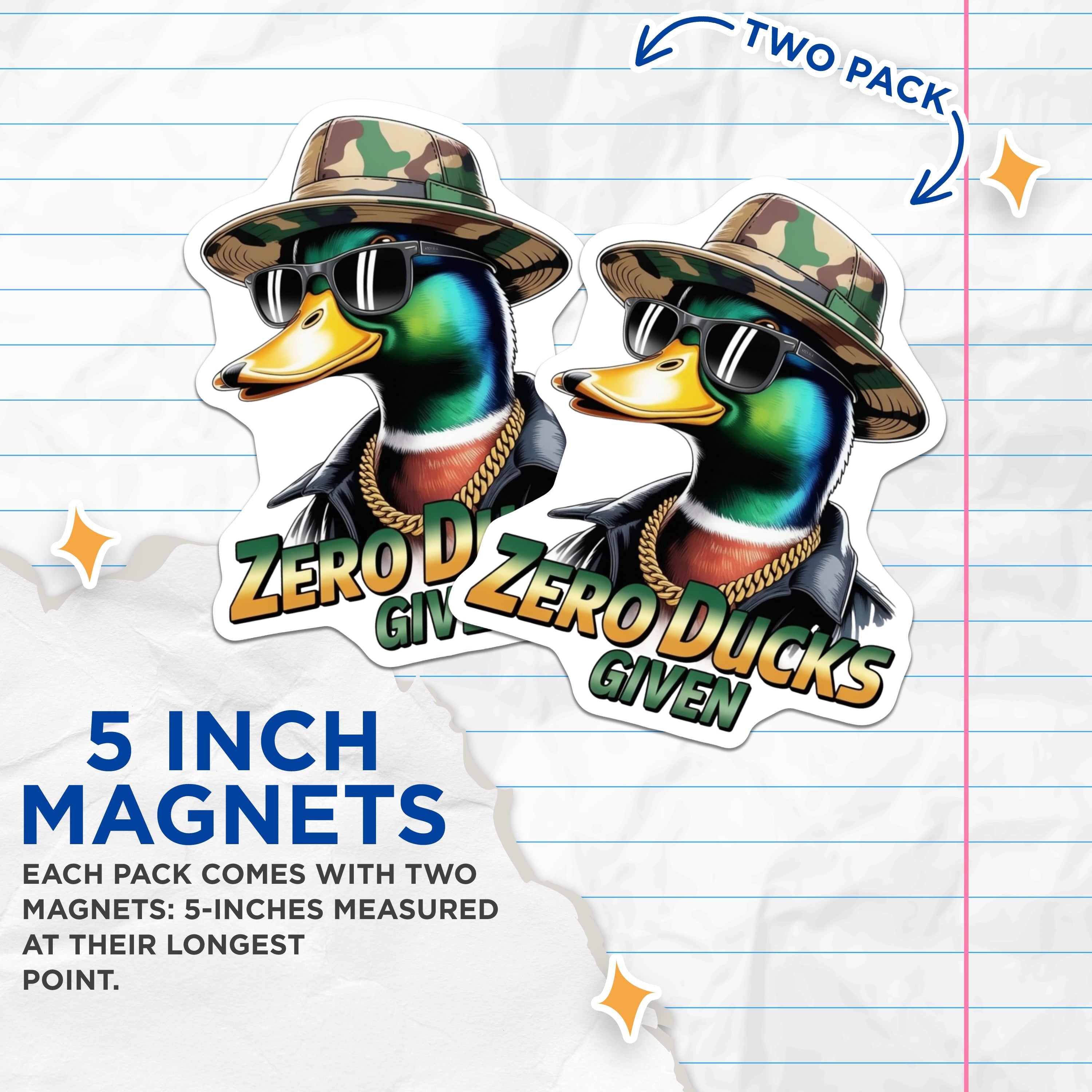 (2 Pack) Zero Ducks Given Funny Magnets - Cool Duck Meme - Sarcastic Refrigerator Office Decor Magnets - 5 Inches On Longest Side - Thick Durable Magnet - Made in USA - MAG39318