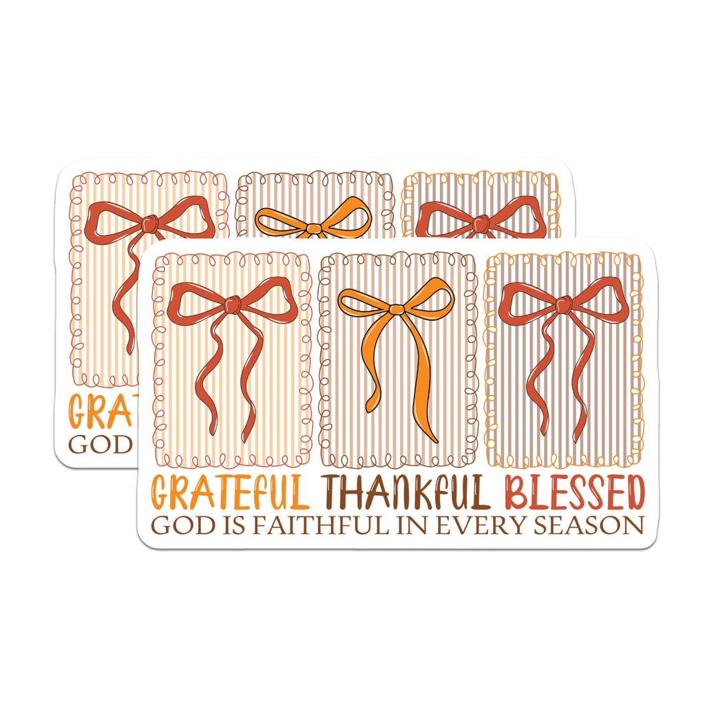 (2 Pack) Grateful Thankful Blessed Magnets - Christian Refrigerator Decor - Inspirational Autumn Art - 5 Inches On Longest Side - Thick Durable Magnet - Made in USA - MAG25995