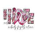 (2 Packs) Hope Nobody Fights Alone Stickers - Breast Cancer Awareness Decals - 5 Inches On Longest Side - Premium Vinyl Decal - Sticks to Any Smooth Flat Surface - Made in USA - BMCS2435