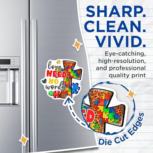 (2 Pack) Love Need No Words Magnets Magnets - Autism Awareness - 5" On Longest Side - Made in USA - Sticks to Refrigerators & Metal Surfaces - MAG8643
