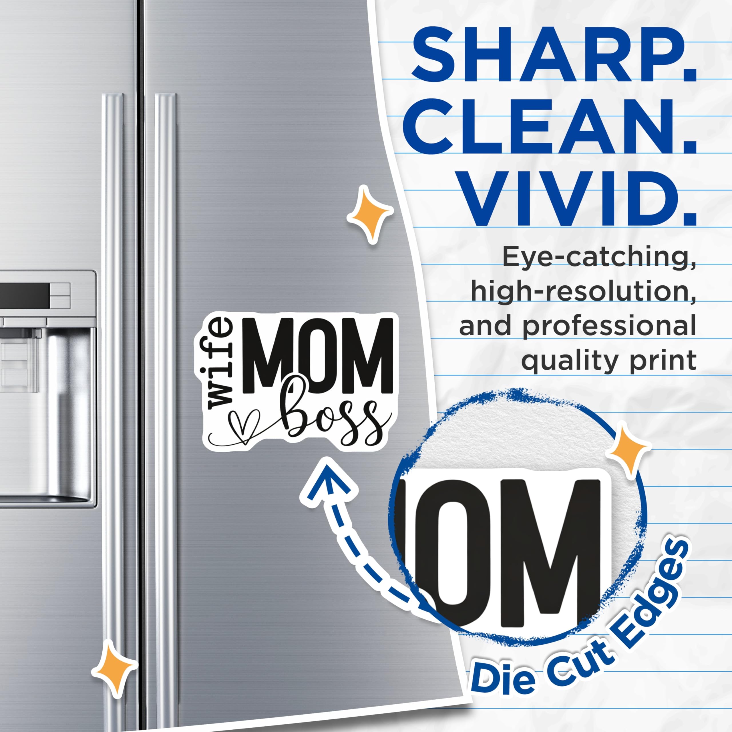 (2 Pack) Wife Mom Boss Magnets - Empowered Mother Quote - Modern Home Fridge Decor - Daily Inspiration - 5 Inches On Longest Side - Thick Durable Magnet - Made in USA - MAG20562