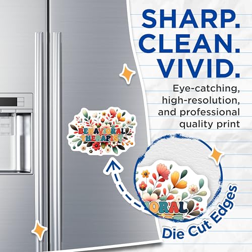 (2 Pack) Behavioral Therapist Magnets - Floral Decorative Magnets - Motivational Therapy Magnets - 5" On Longest Side - for Cars, Refrigerators, Toolboxes, Lockers - Made in USA BMCS3171