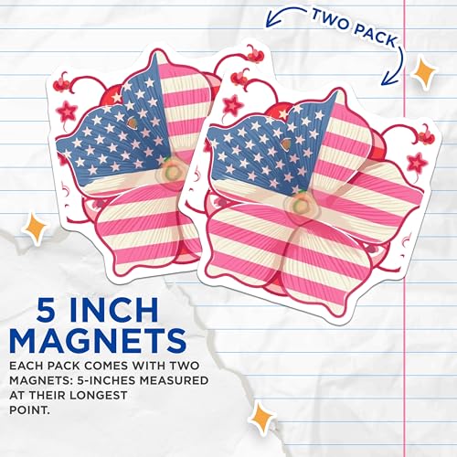 (2 Pack) American Flag Magnets Magnets - Patriotic Decor - 5" On Longest Side - Made in USA - Sticks to Refrigerators & Metal Surfaces - MAG8972